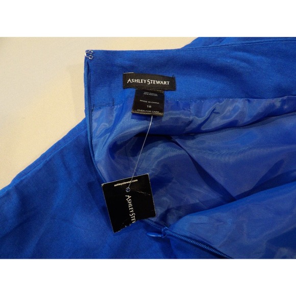 Ashley Stewart 18 Skirt Blue Ramie Rayon Blue Pencil Straight Career Zip Plus - Picture 11 of 11
